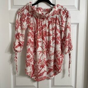 Floral Red/rust off the shoulder top